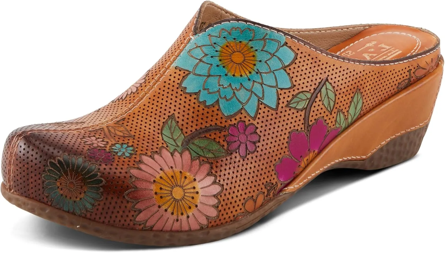 Spring Step L'Artiste Women's CHIENTI Hand-Painted Floral Open Back Sandals