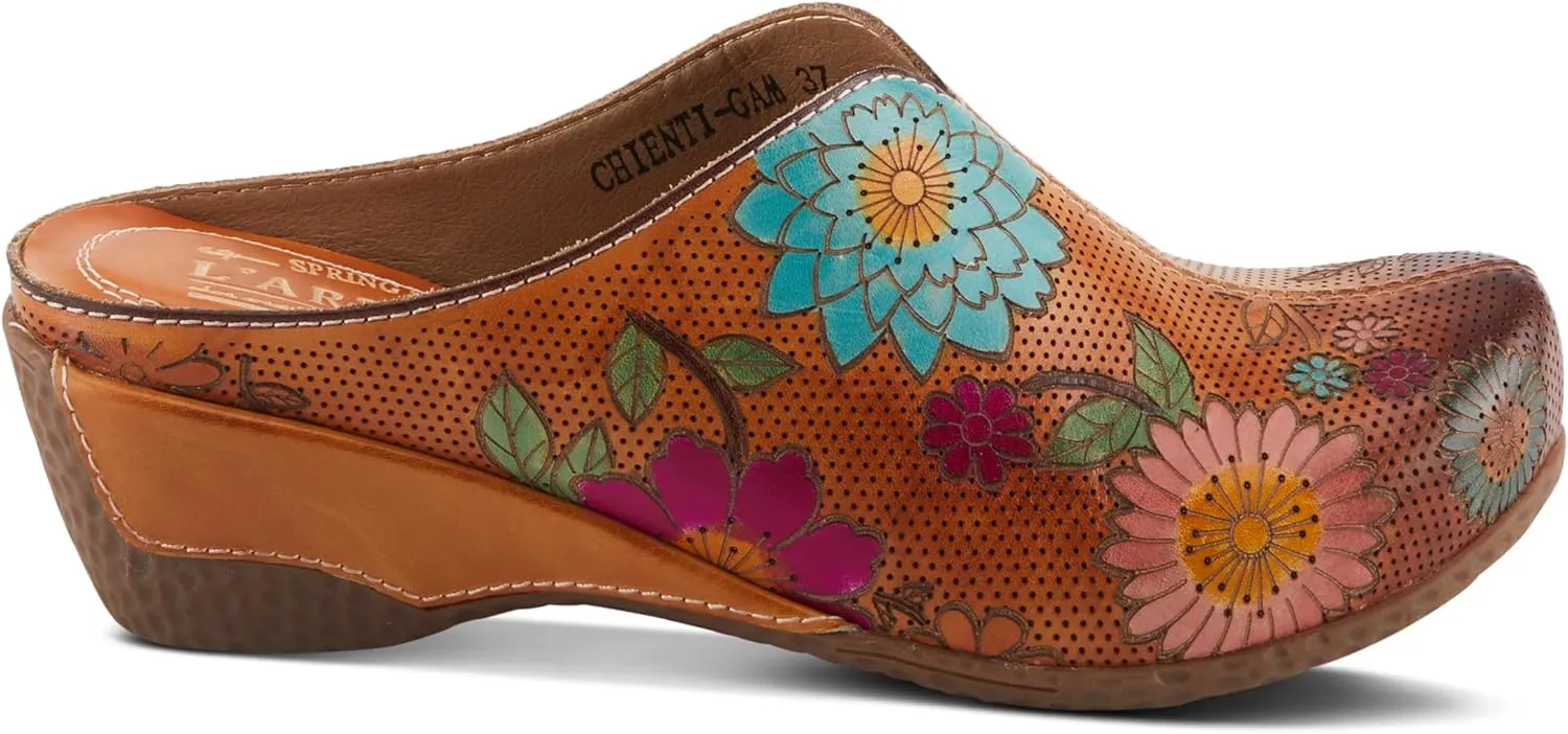 Spring Step L'Artiste Women's CHIENTI Hand-Painted Floral Open Back Sandals