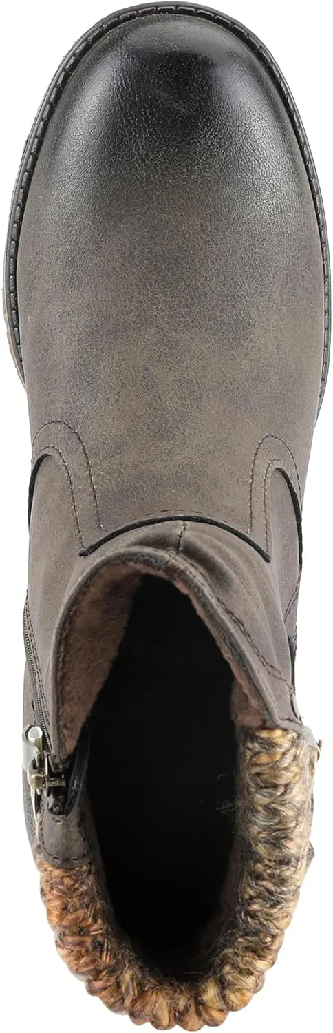 Spring Step Relife Style Rene Knee High Ankle Boots for Women | Shoes for Women with Zipper Closure, Sweater Knit Cuff and Faux Fur Insole