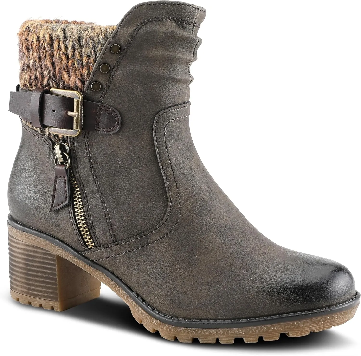 Spring Step Relife Style Rene Knee High Ankle Boots for Women | Shoes for Women with Zipper Closure, Sweater Knit Cuff and Faux Fur Insole