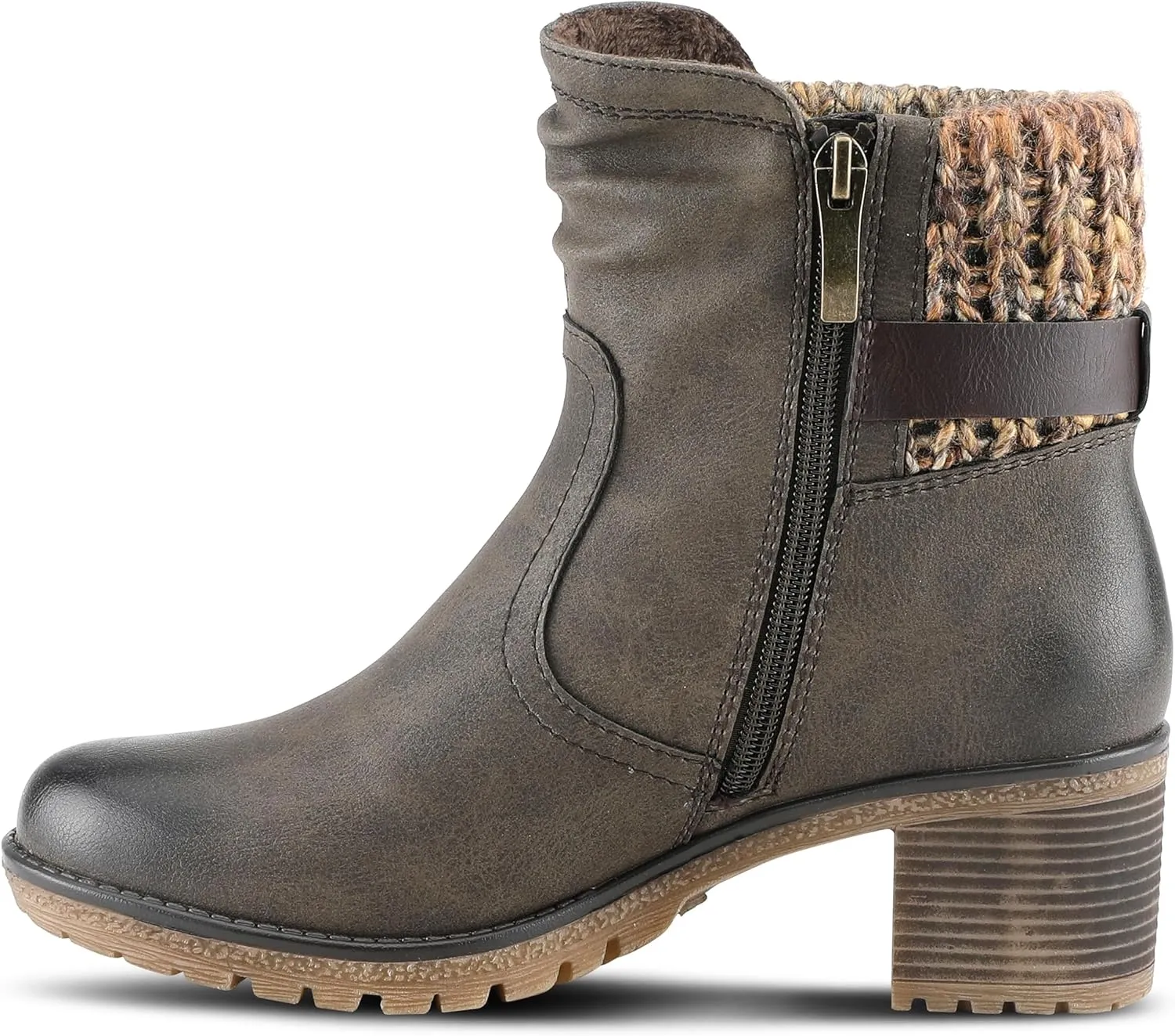 Spring Step Relife Style Rene Knee High Ankle Boots for Women | Shoes for Women with Zipper Closure, Sweater Knit Cuff and Faux Fur Insole
