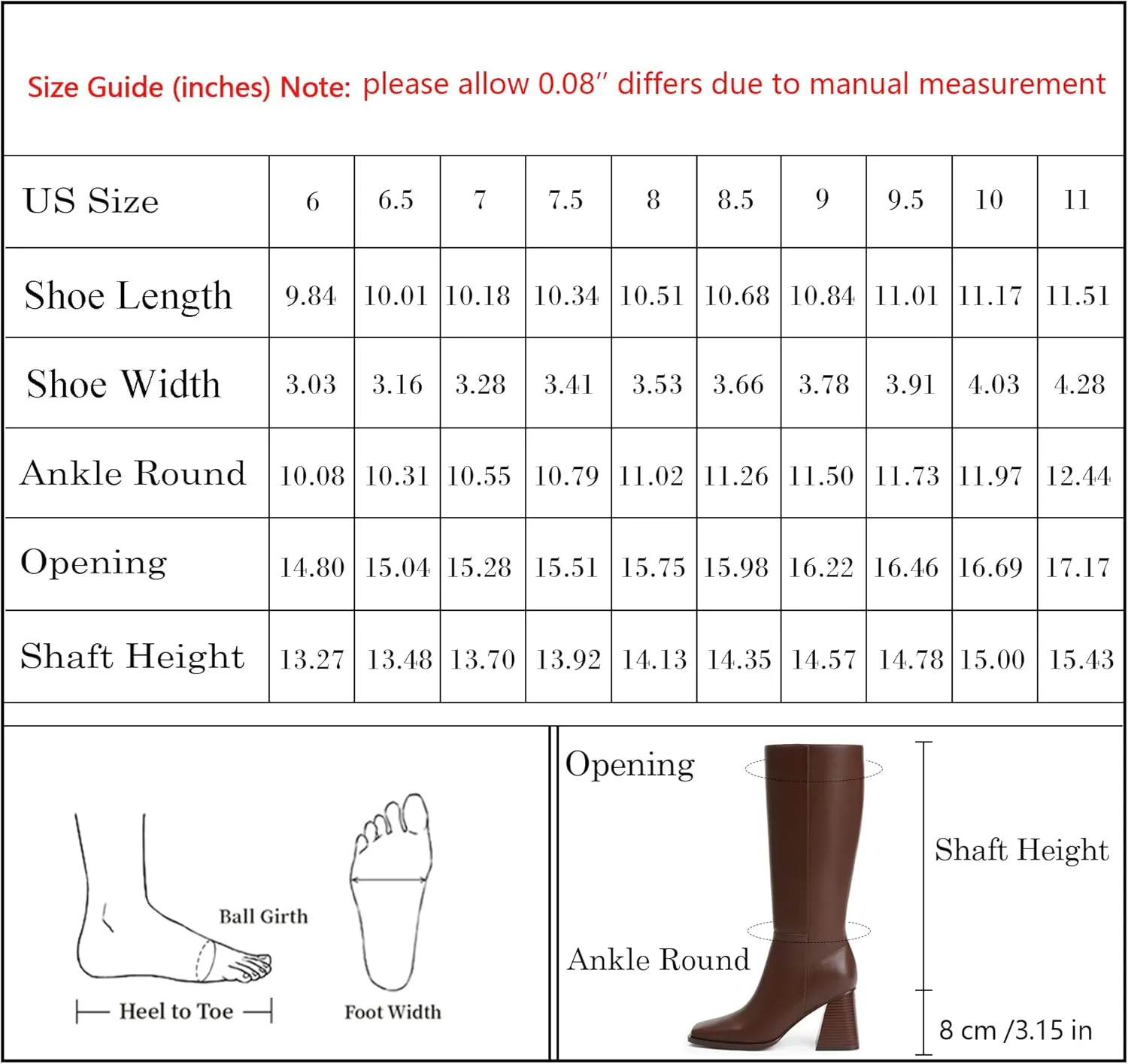 Square Toe Knee High Boots for Women - Chunky Block Heel With Side Zipper - Fall Tall Boots
