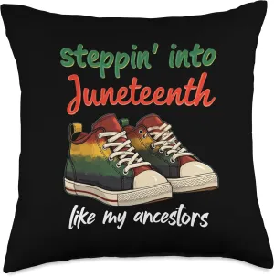 Stepping Into Juneteenth Afro retro vintage classic Sneakers Throw Pillow