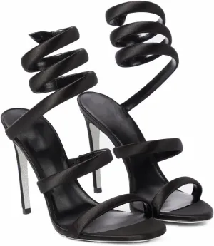 Strappy Heeled Sandals Spiral Ankle Wrap Strap Stilletos Sexy High Heel Gladiator Party Shoes Open Round Toe Lace Up Dressy Pumps