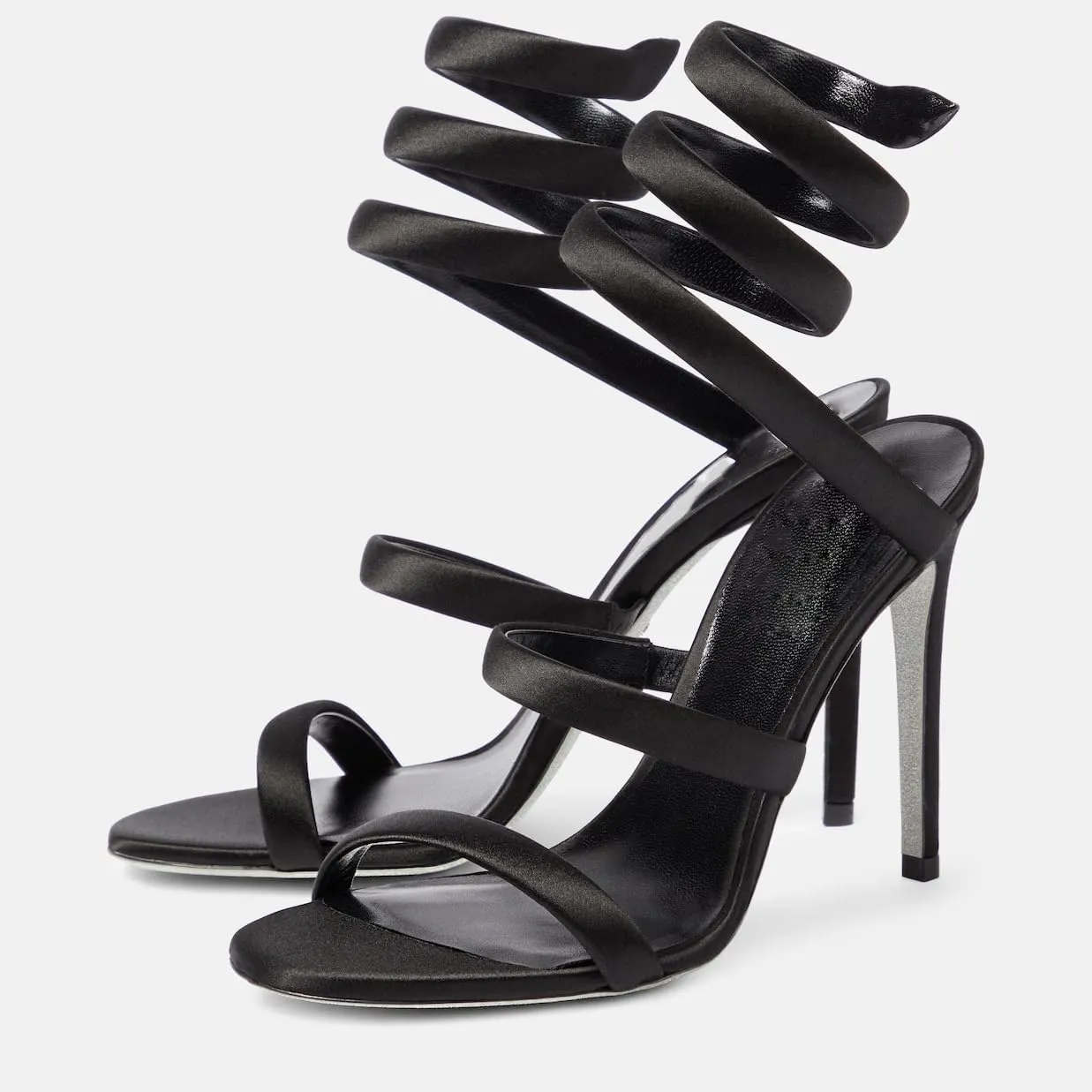 Strappy Heeled Sandals Spiral Ankle Wrap Strap Stilletos Sexy High Heel Gladiator Party Shoes Open Round Toe Lace Up Dressy Pumps