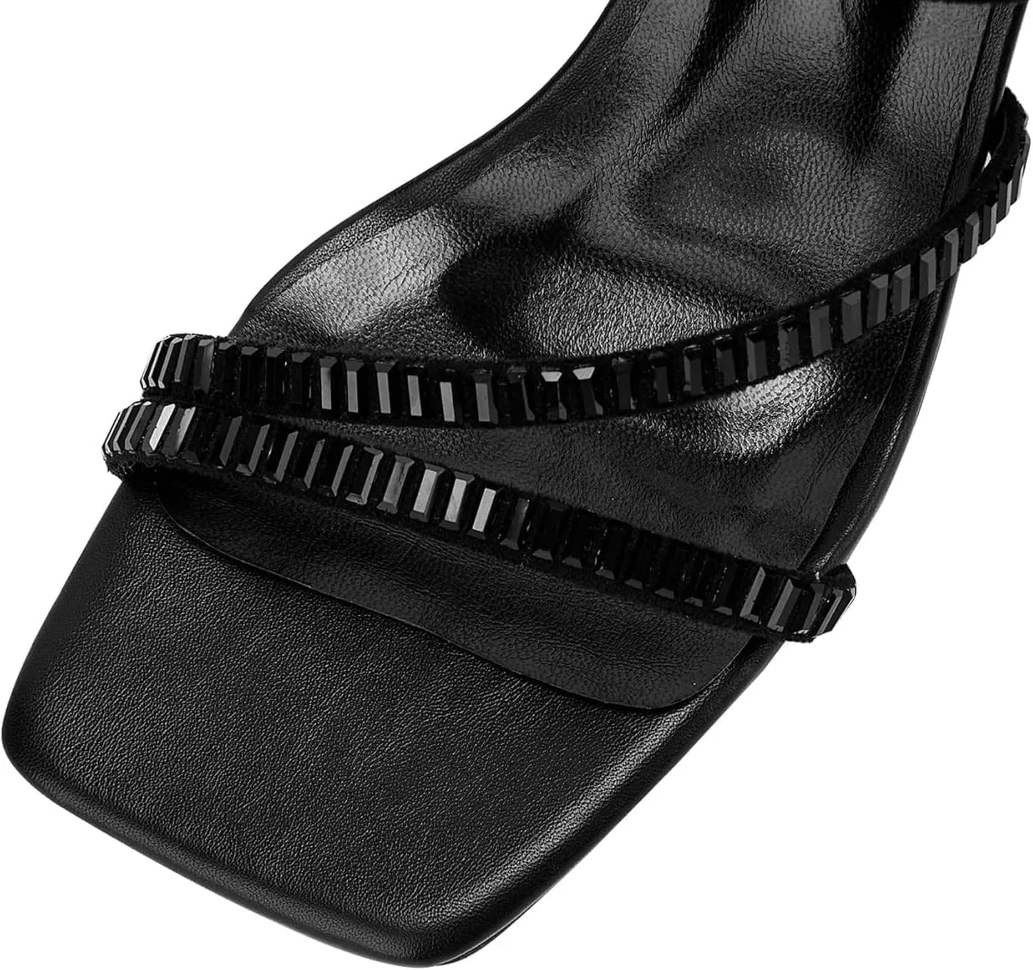 Strappy Heels for Women Lace up High Heel Sandals Square Open Toe Rhinestone Ankle Strap Stiletto Heels Sexy Prom Dress Party Wedding Heeled Shoes