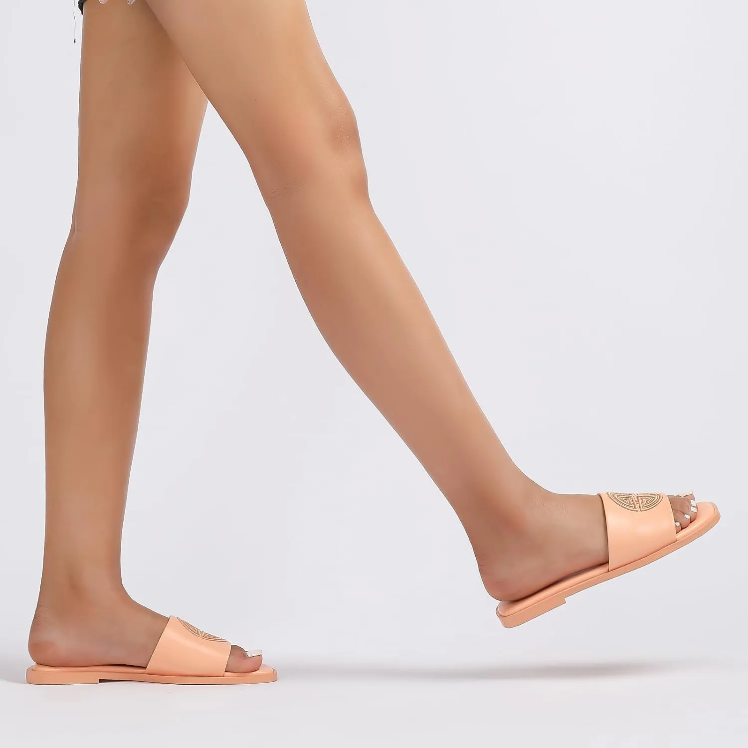 Stratuxx Kaze Womens Flat Sandals Dressy Summer Slide Dress Sandals Comfortable Cute Leather Black Sandals for Women