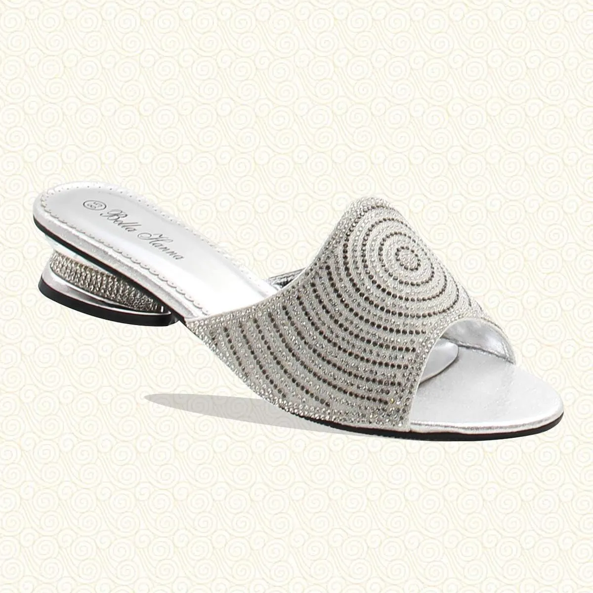 Stylish & Comfort Women Low Heel Fashion Rhinestones Glitter Bling Open Toe Slip On Sandals/Sleepers Disley