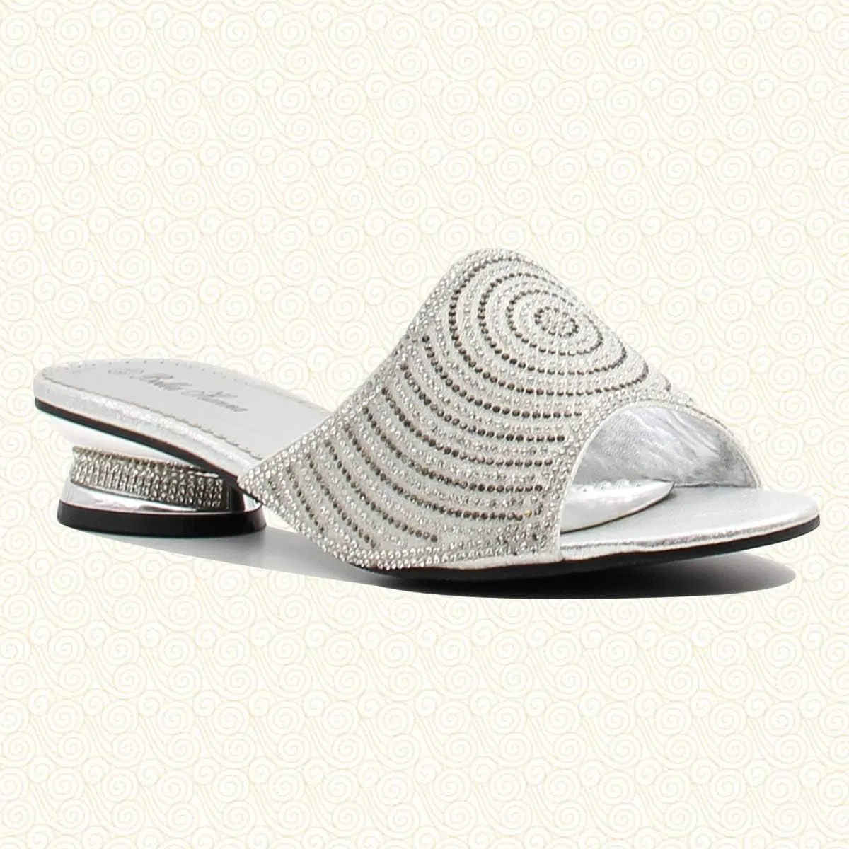 Stylish & Comfort Women Low Heel Fashion Rhinestones Glitter Bling Open Toe Slip On Sandals/Sleepers Disley