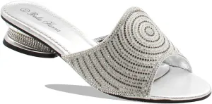 Stylish & Comfort Women Low Heel Fashion Rhinestones Glitter Bling Open Toe Slip On Sandals/Sleepers Disley