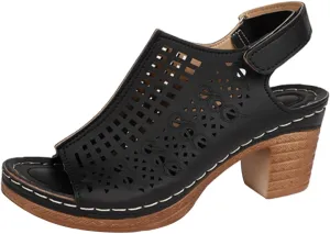 SuanlaTDS Women's Heeled Sandals Dressy Chunky Block Heels Peep Toe Ankle Strap Platform Hollow Out Slingback 2025 Elegant Summer Comfortable Party Dress High Heel Sandal Wedding Shoes