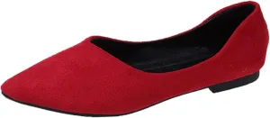 Suede Flat Shoes for Women Comfort Slip On Loafers Pointed Toe Ballet Flats Shoes Casual Dress Shoe Nude Flats