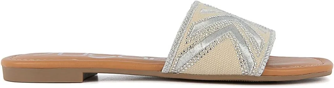Sugar Women's Slide Sandals – Stylish Slip-On Flats for Casual, Dressy, Beach, or Pool Wear