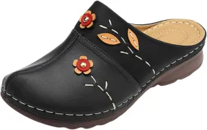Summer Wedge Orthopedic Sandals for Women Flower Platform Slip-On Slippers Comfort Work Clogs Slip on Loafers Wide Fit Mules Antil Slip Beach Shoes Arch Support Shoes
