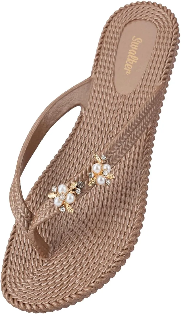 Swalker Metalli Man & Women's Flip Flop Sandal in Recyclable Rubber Sole with Non-Slip Pattern