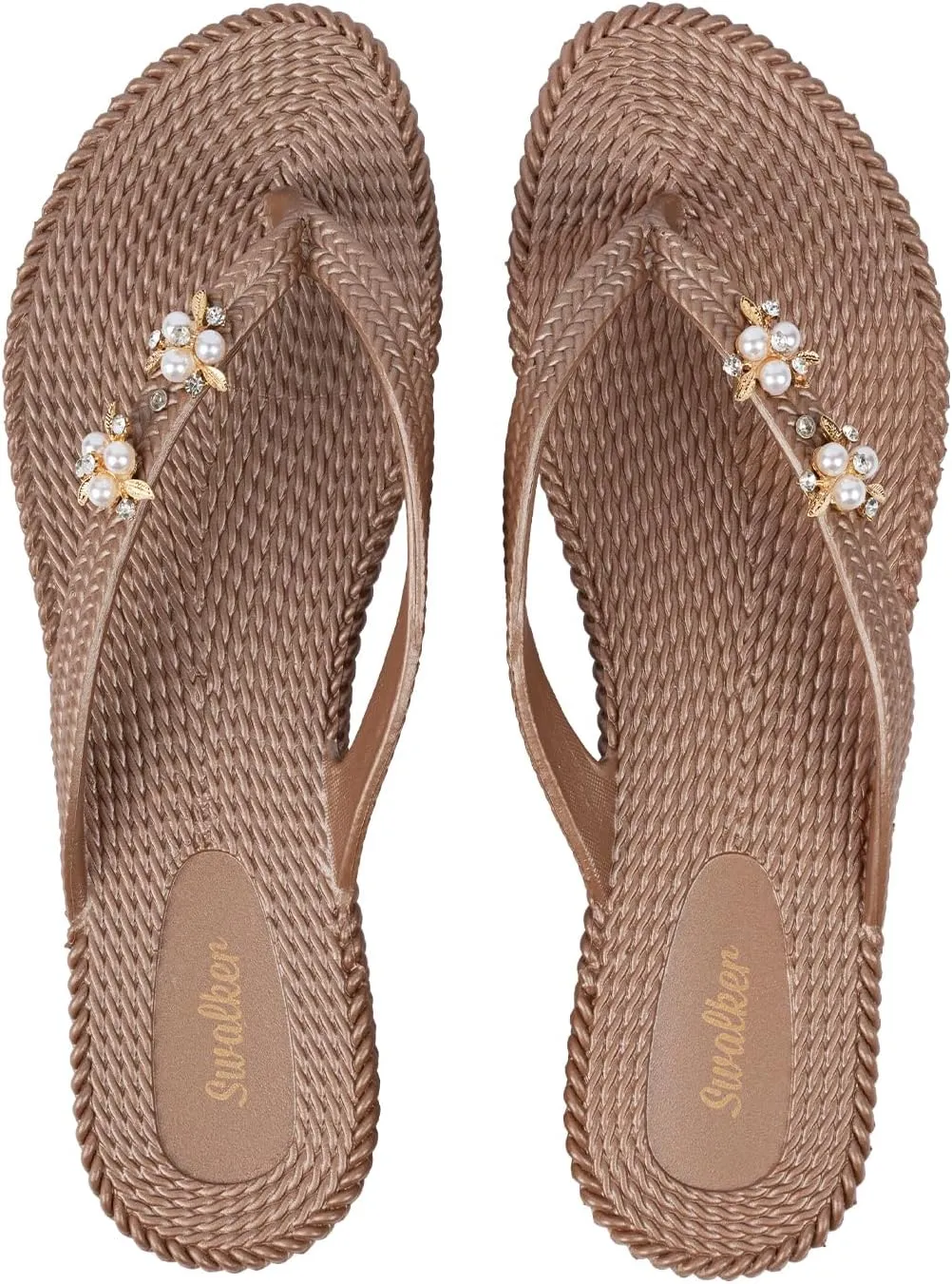 Swalker Metalli Man & Women's Flip Flop Sandal in Recyclable Rubber Sole with Non-Slip Pattern
