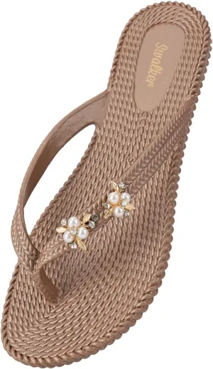 Swalker Metalli Man & Women's Flip Flop Sandal in Recyclable Rubber Sole with Non-Slip Pattern