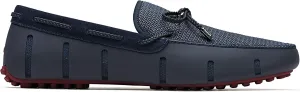 SWIMS Mens Loafers, Braided Lace Shoes for Men, Casual Beach Loafer, Comfortable Summer Shoe, Stylish Lightweight Walking Footwear, Quick Dry Breathable Eco Friendly Footbed (Navy/Red,10.5)