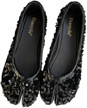 Tabi Shoes Split Toe Slip on Glitter Pumps Emo Rave Sandals Y2K Kawaii Elegant Dressy Fashion Trendy Shoes Back to School Spring Summer Fall Outdoors Beach Cruise