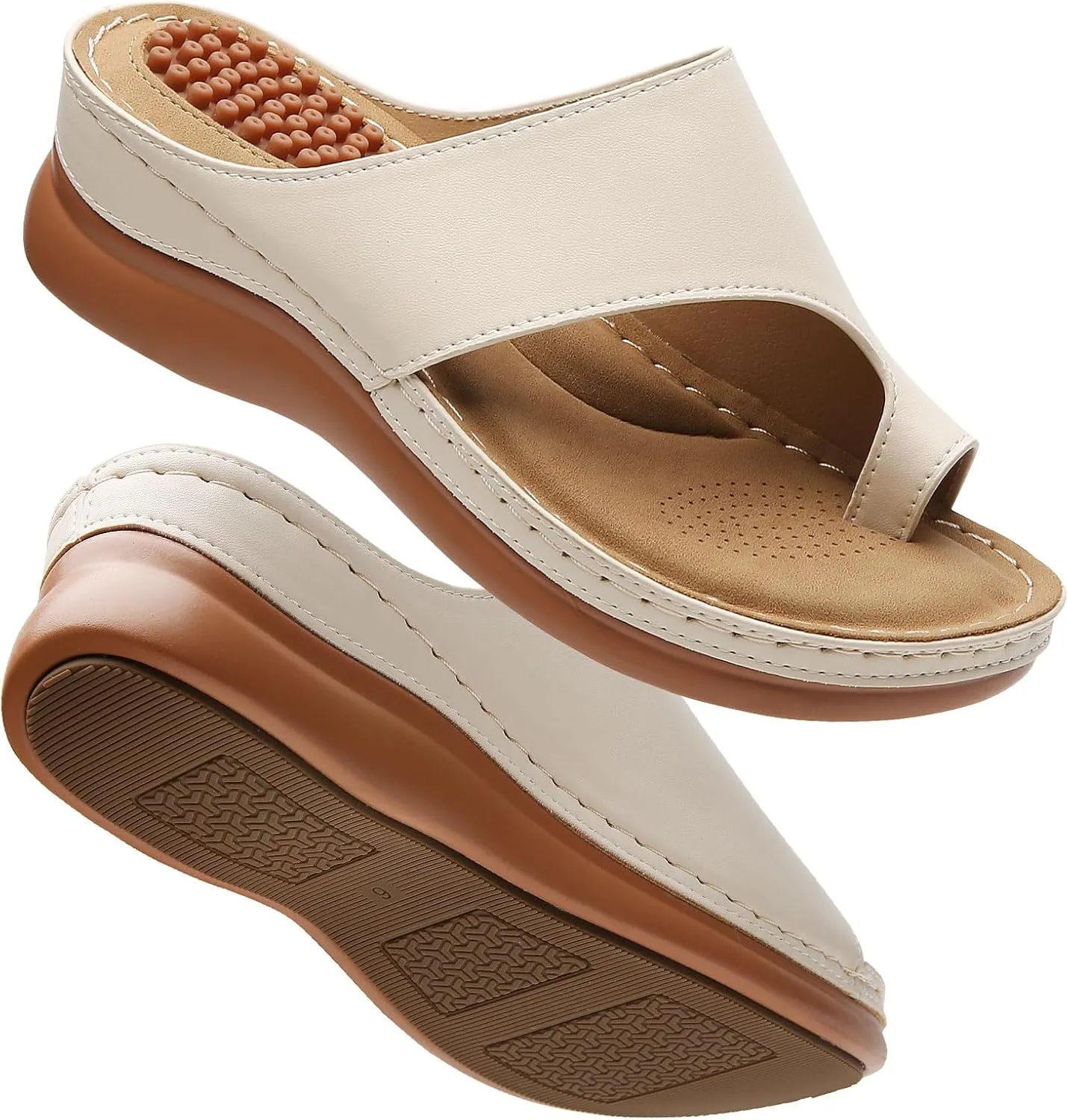 Tilocow Sandals Women Wedge Shoes - Orthopedic Comfortable Arch Support Platform Sandals for Women Wedge Summer Dressy Flip Flop Casual Bunion Breathable Shoes