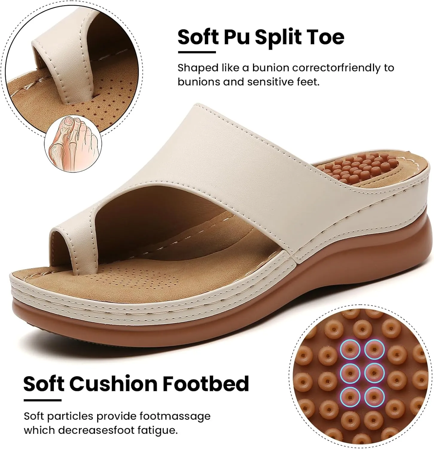 Tilocow Sandals Women Wedge Shoes - Orthopedic Comfortable Arch Support Platform Sandals for Women Wedge Summer Dressy Flip Flop Casual Bunion Breathable Shoes