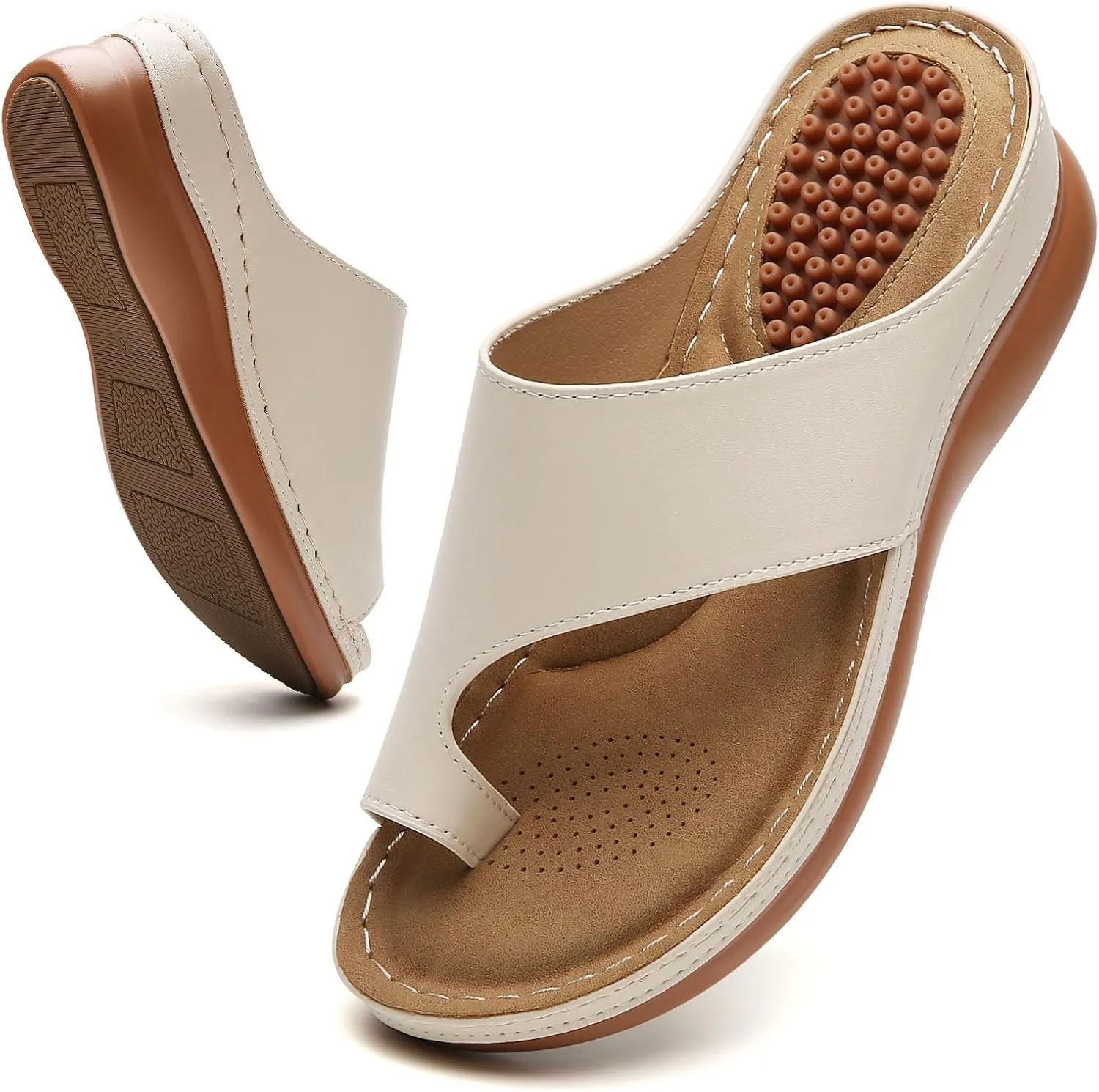 Tilocow Sandals Women Wedge Shoes - Orthopedic Comfortable Arch Support Platform Sandals for Women Wedge Summer Dressy Flip Flop Casual Bunion Breathable Shoes