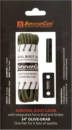 TITAN Survival Boot Laces Heavy Duty for Outdoor & Tactical Use - Patented SurvivorCord XT Paracord Shoe Laces