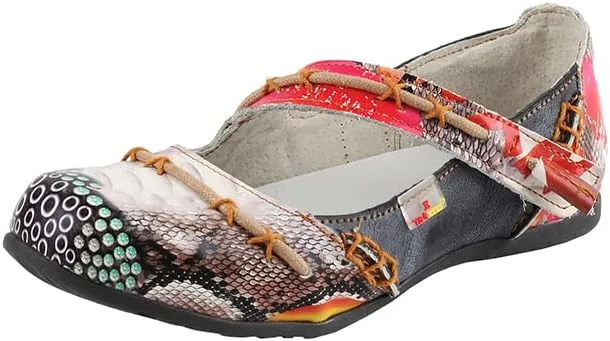 TMA EYES Stylish Color-Block Flat Sandals with Random Prints and Buckle