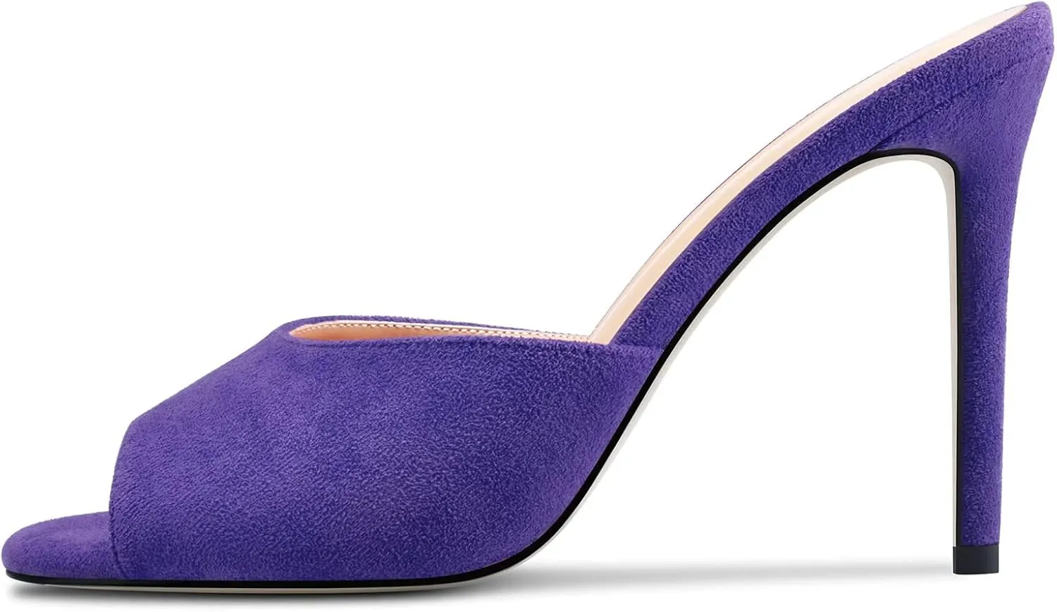 TNYNFBEB Women Stiletto High Heel Peep Open Toe Sandals Slingback Slip-on Wedding Office Cute Basic Classic 3.9 Inches Heels