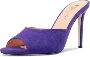 TNYNFBEB Women Stiletto High Heel Peep Open Toe Sandals Slingback Slip-on Wedding Office Cute Basic Classic 3.9 Inches Heels