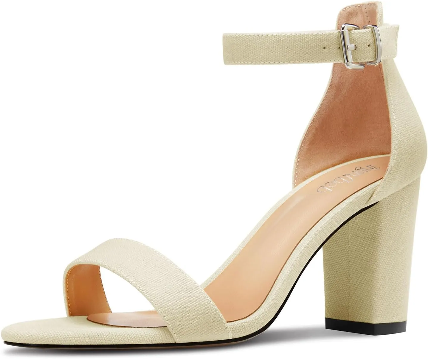 TNYNFBEB Womens Chunky Block Mid Heel Peep Open Toe Sandals Ankle Strap Buckle Prom Basic Classic Summer 3.2 Inches Heels