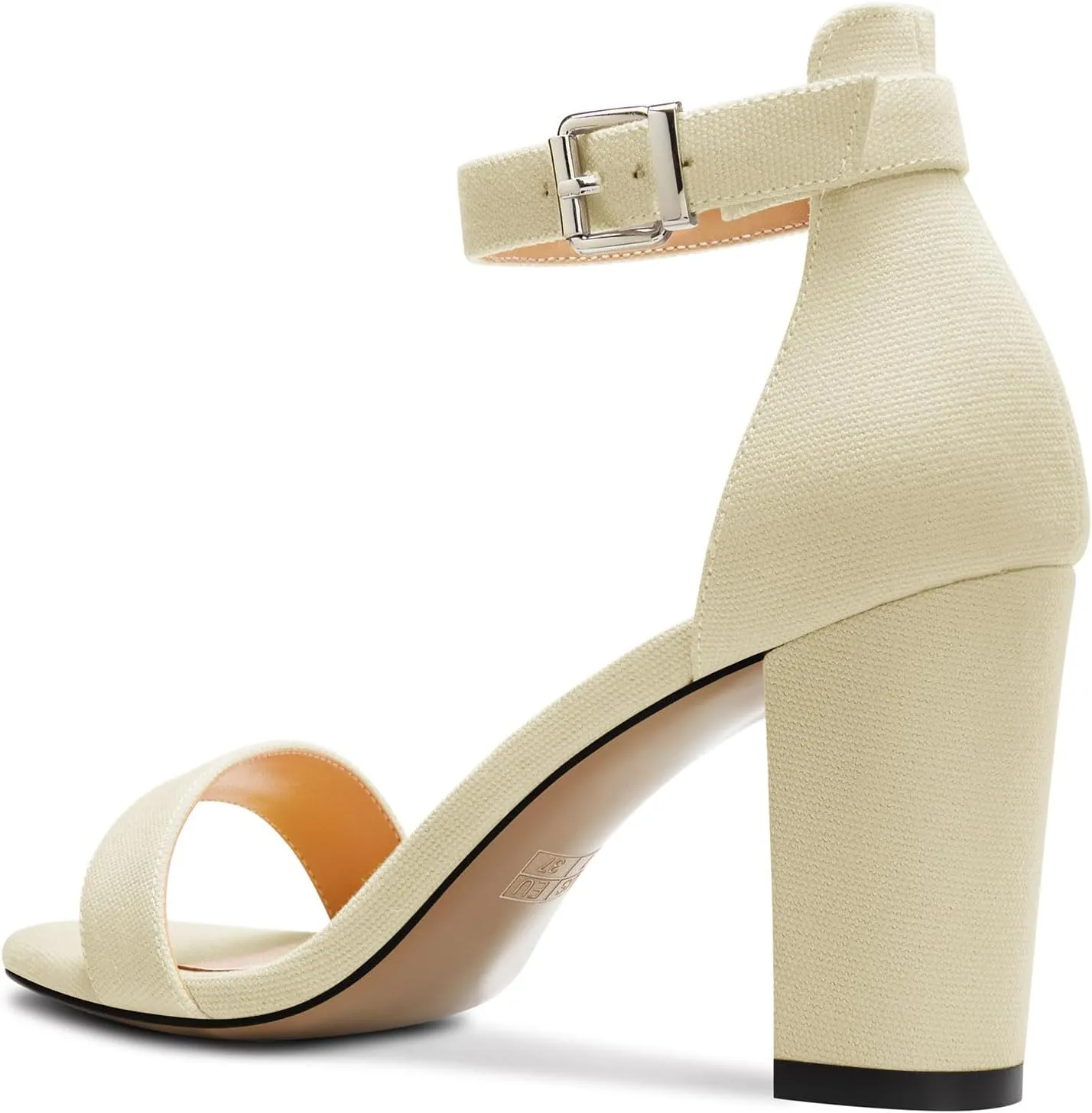 TNYNFBEB Womens Chunky Block Mid Heel Peep Open Toe Sandals Ankle Strap Buckle Prom Basic Classic Summer 3.2 Inches Heels