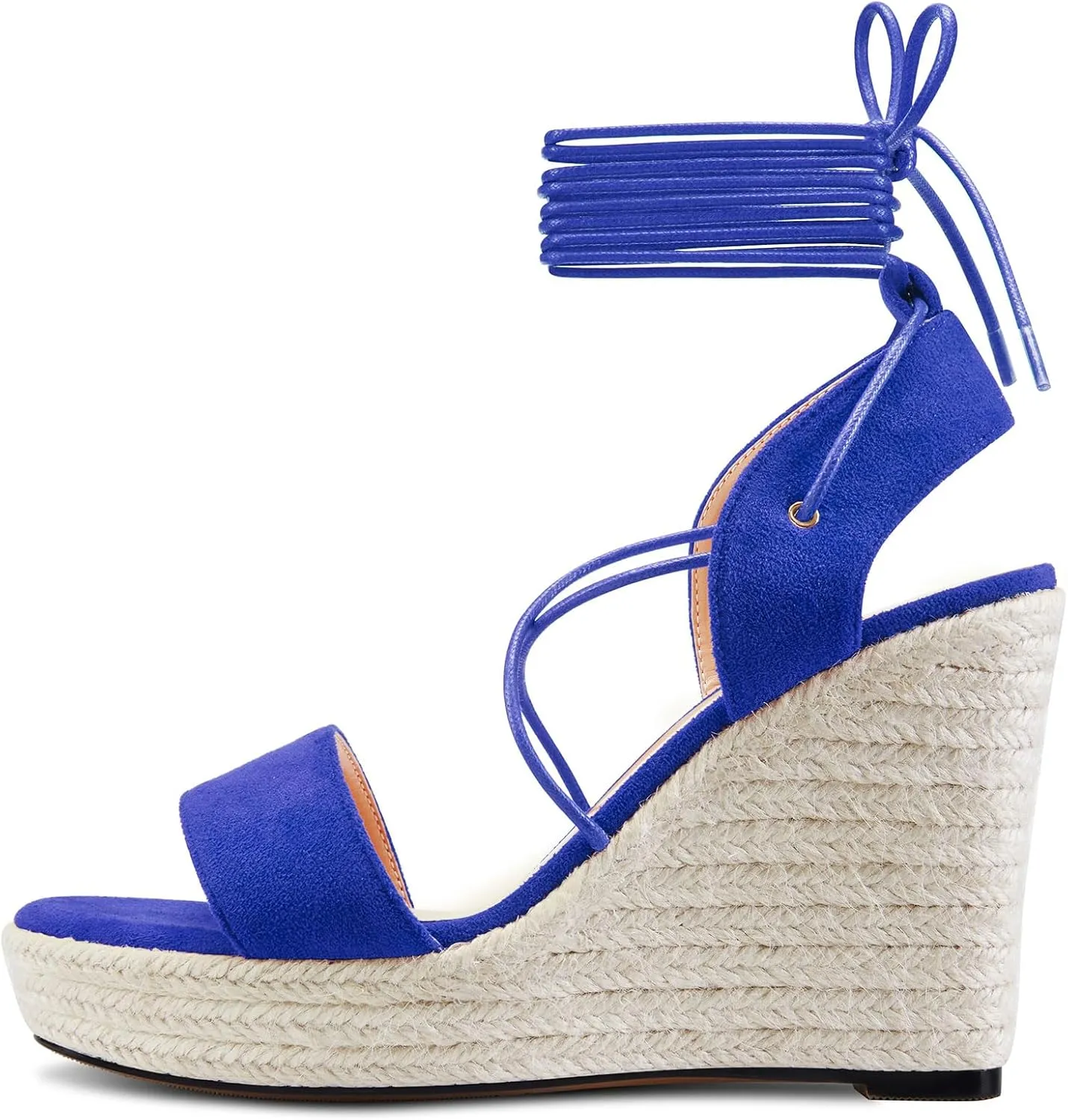 TNYNFBEB Womens High Wedge Heel Peep Open Toe Sandals Cross-Strap Lace-up Prom Basic Classic 3.9 Inches Heels