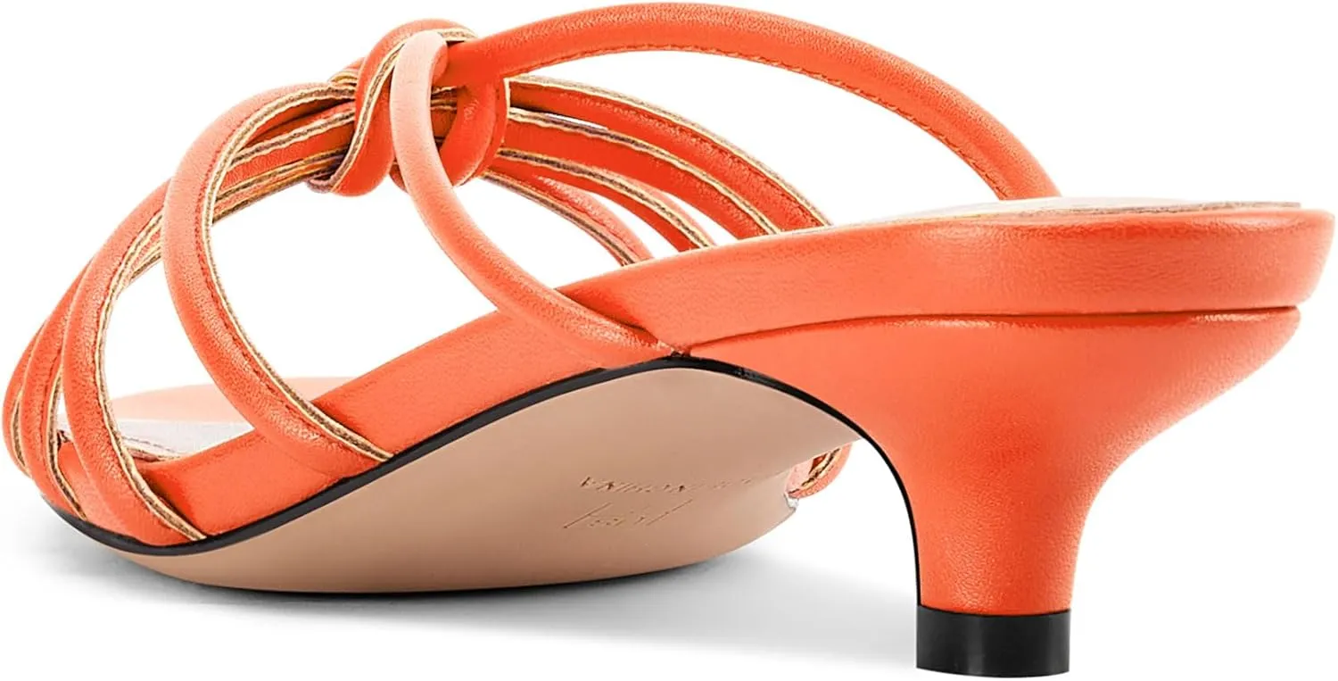TNYNFBEB Womens Sandals Mules Low Kitten Heel Open Toe Shoes Slip-on Slingback Prom Party Dress Summer 1.4 Inches Heels