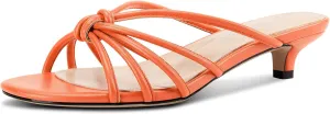 TNYNFBEB Womens Sandals Mules Low Kitten Heel Open Toe Shoes Slip-on Slingback Prom Party Dress Summer 1.4 Inches Heels