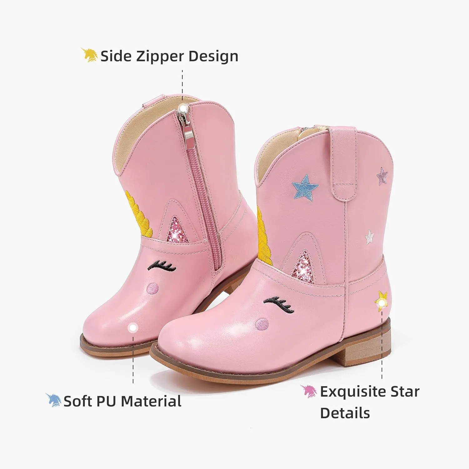 Toddler Girls Cowgirl Boots Cowboy Boots for Boys Little Kids Boot Animal Zipper Ankle Western Riding Shoes Birthday Party Wedding