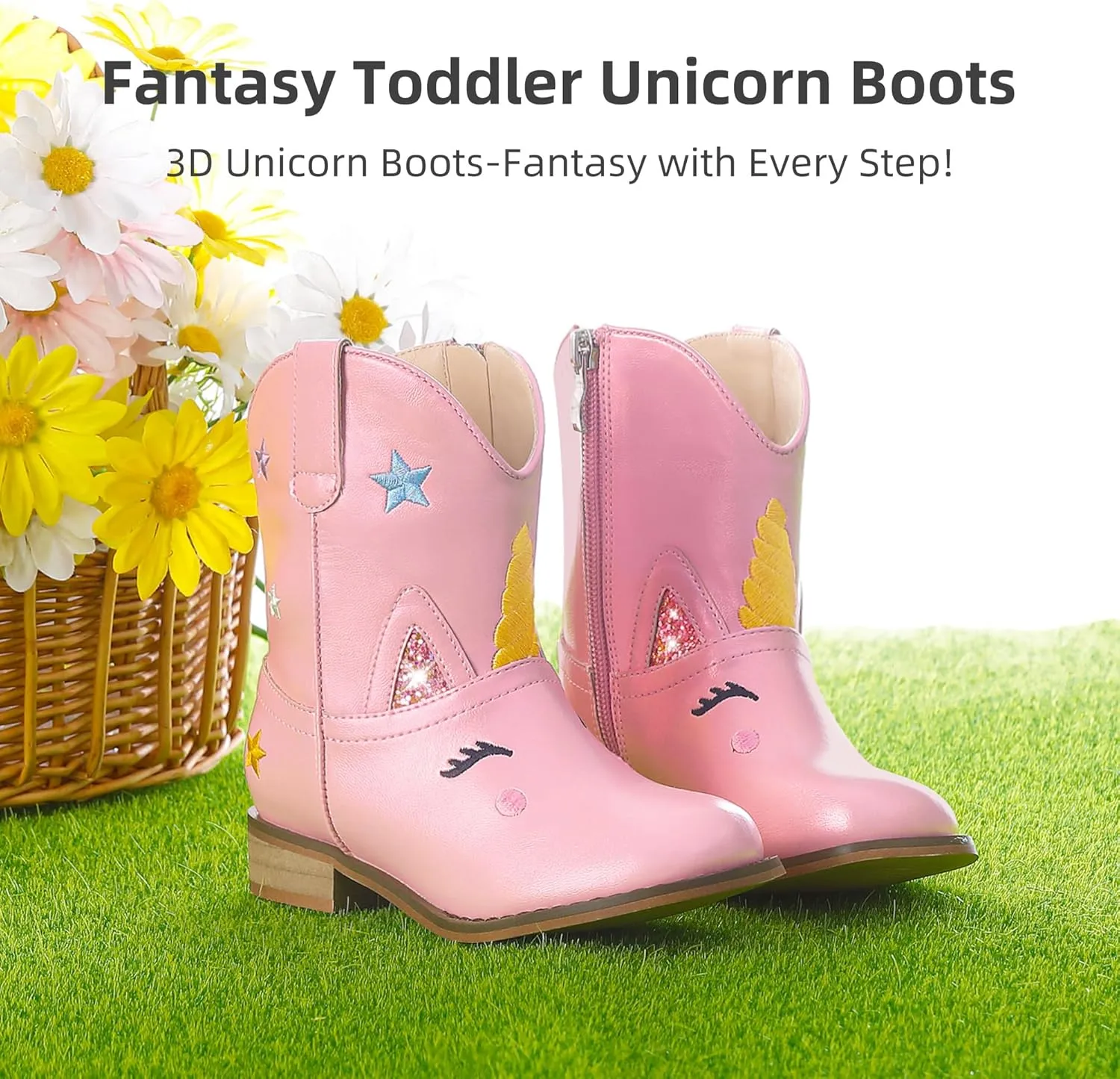 Toddler Girls Cowgirl Boots Cowboy Boots for Boys Little Kids Boot Animal Zipper Ankle Western Riding Shoes Birthday Party Wedding