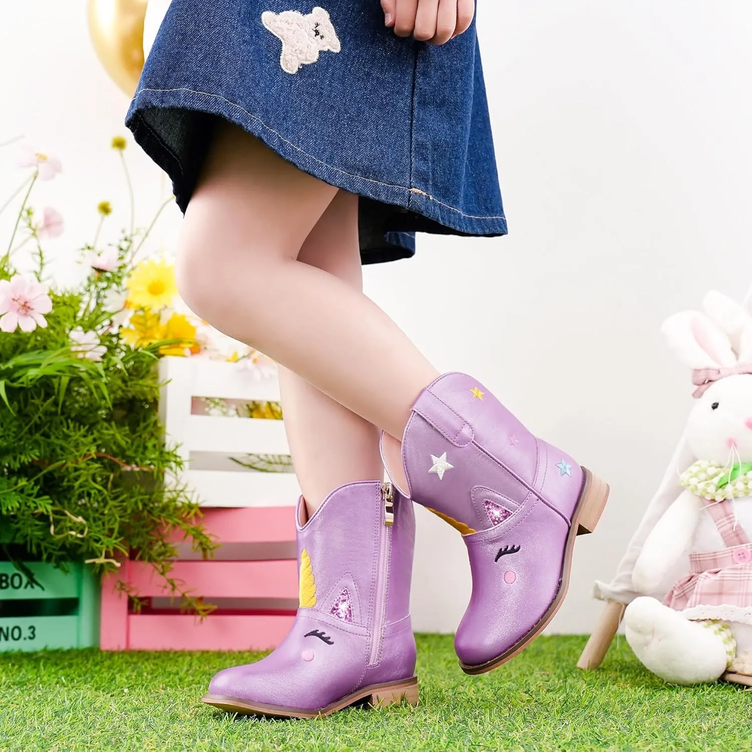 Toddler Girls Cowgirl Boots Cowboy Boots for Boys Little Kids Boot Animal Zipper Ankle Western Riding Shoes Birthday Party Wedding