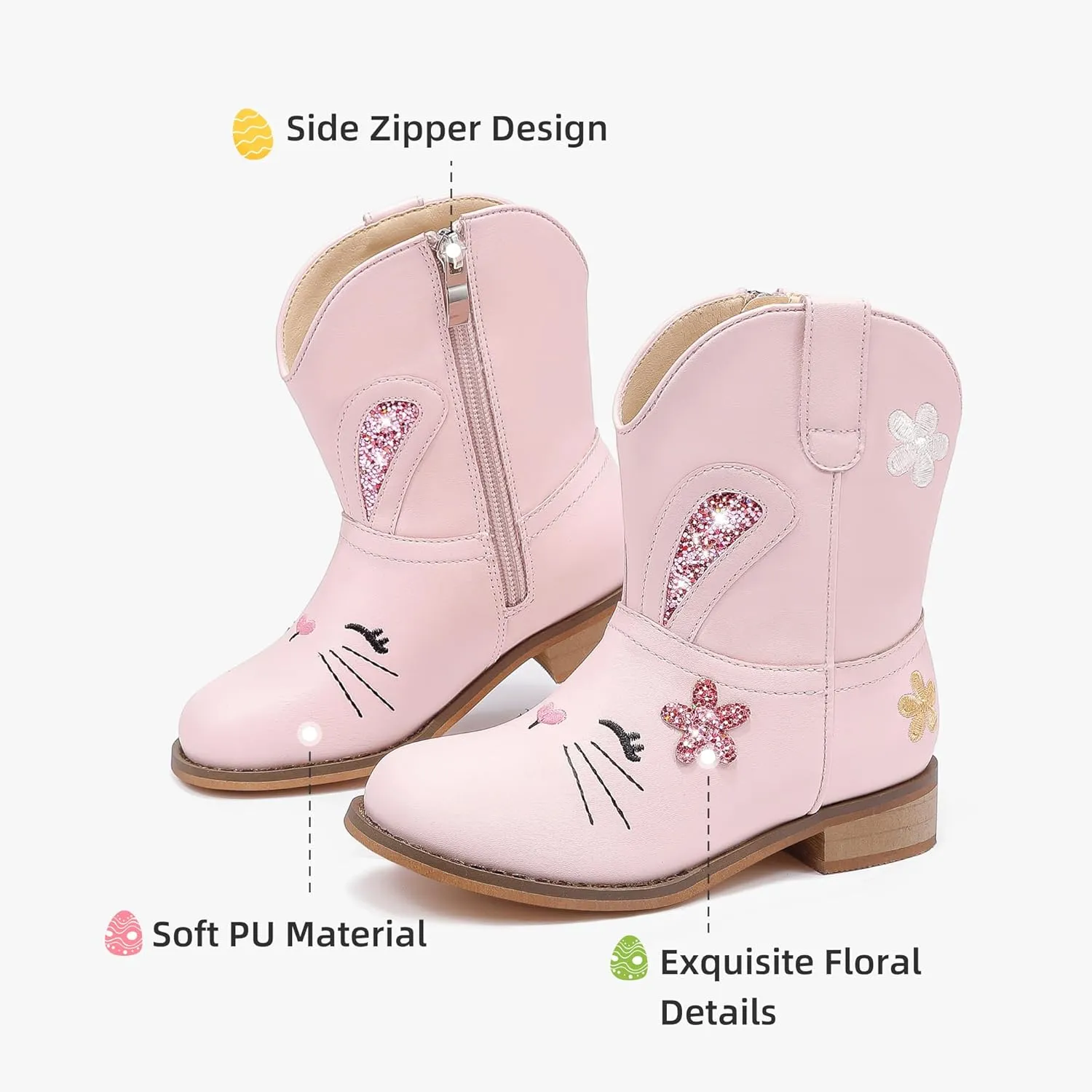 Toddler Girls Cowgirl Boots Cowboy Boots for Boys Little Kids Boot Animal Zipper Ankle Western Riding Shoes Birthday Party Wedding
