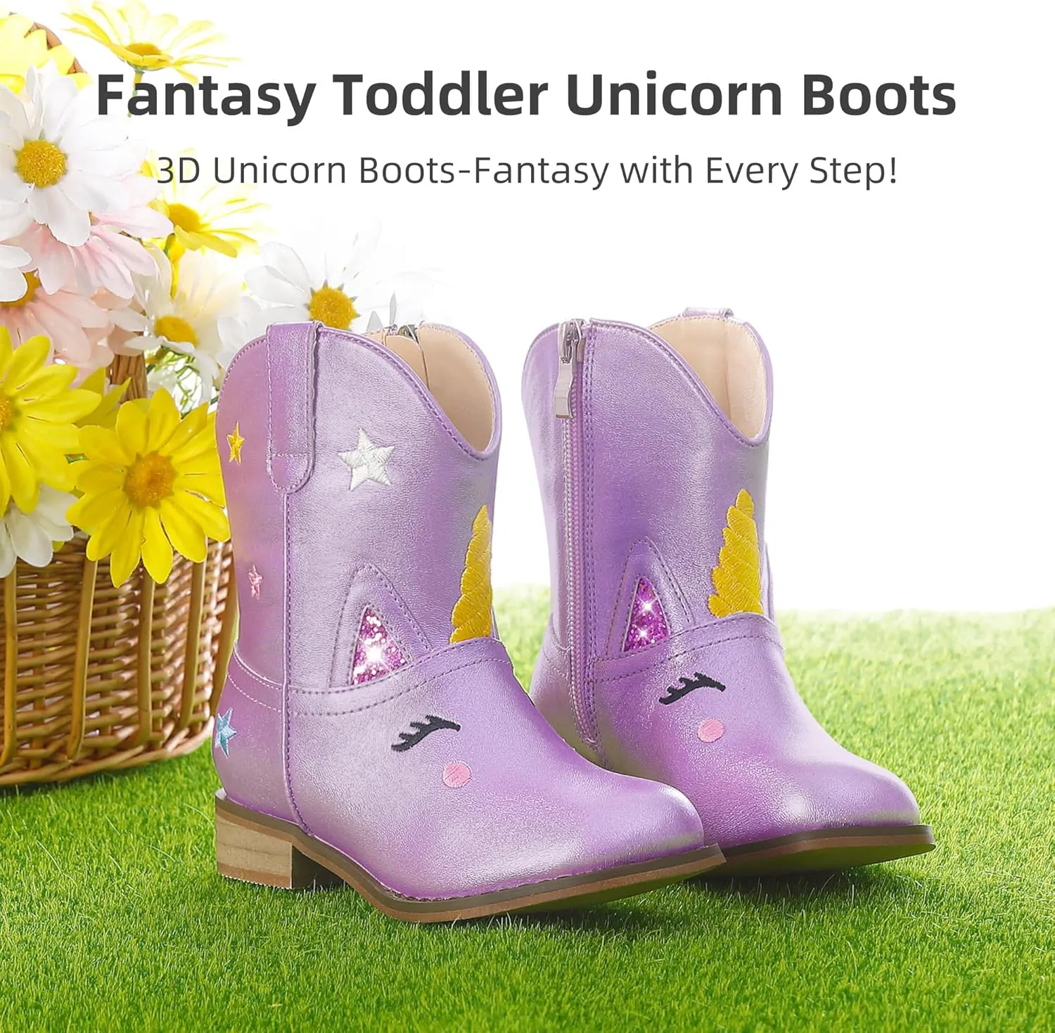 Toddler Girls Cowgirl Boots Cowboy Boots for Boys Little Kids Boot Animal Zipper Ankle Western Riding Shoes Birthday Party Wedding