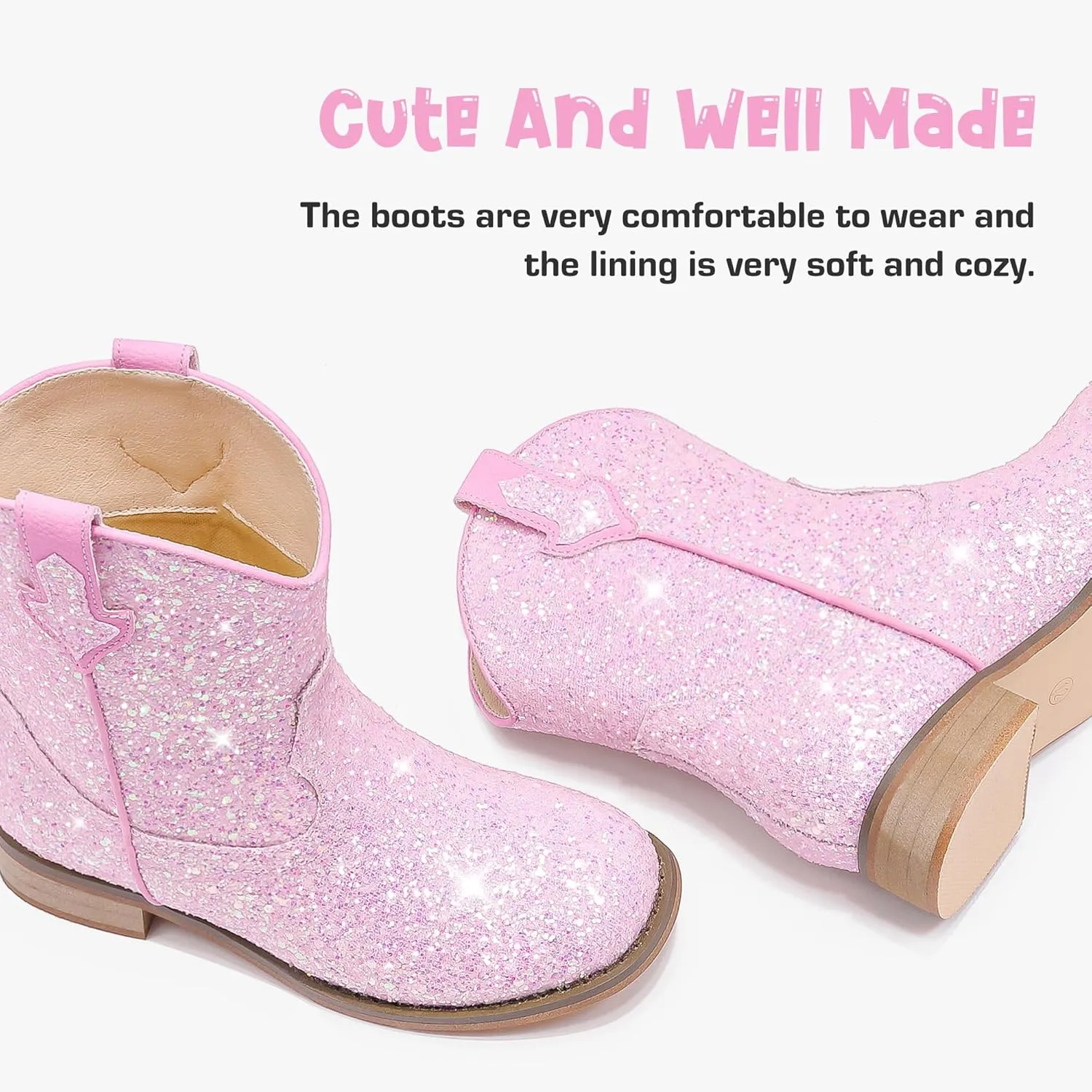 Toddler Girls Cowgirl Boots Western Glitter Cowboy Boot Ankle Boots Little Kids Big Kid Horse Riding Shoes Party Birthday Dress Up