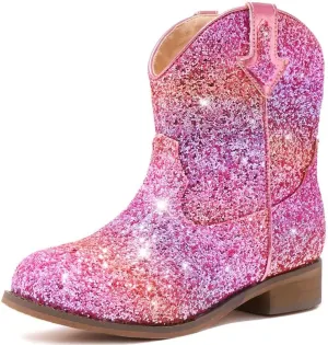 Toddler Girls Cowgirl Boots Western Glitter Cowboy Boot Ankle Boots Little Kids Big Kid Horse Riding Shoes Party Birthday Dress Up