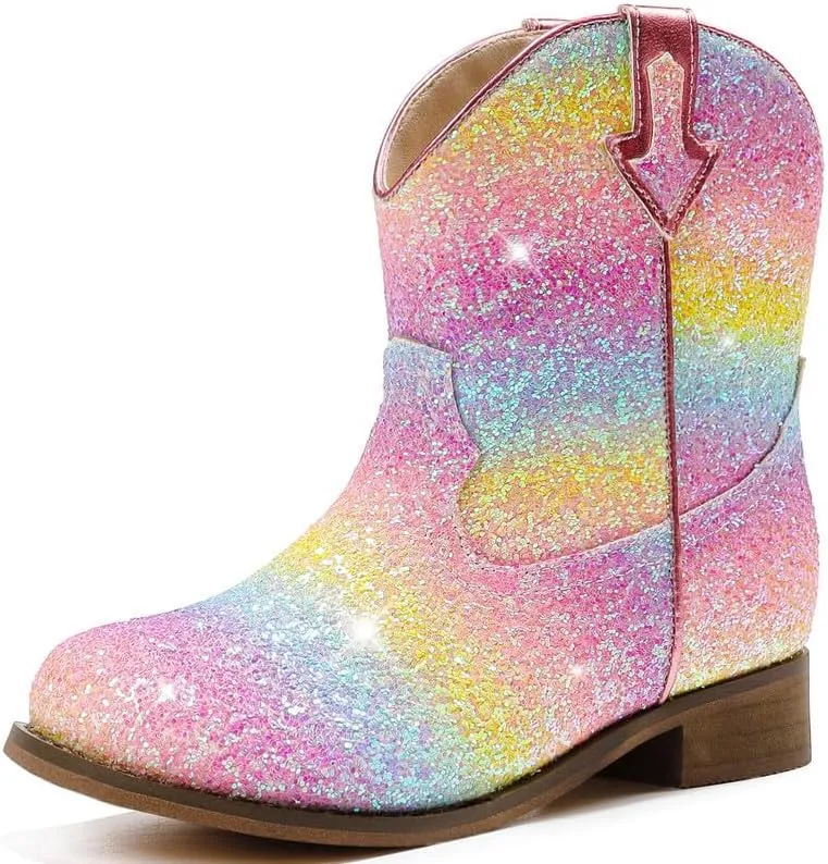 Toddler Girls Cowgirl Boots Western Glitter Cowboy Boot Ankle Boots Little Kids Big Kid Horse Riding Shoes Party Birthday Dress Up