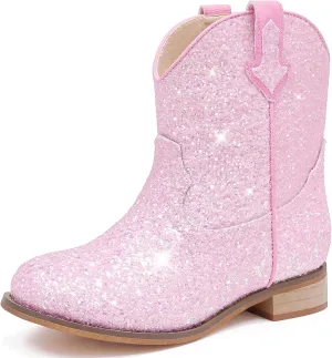 Toddler Girls Cowgirl Boots Western Glitter Cowboy Boot Ankle Boots Little Kids Big Kid Horse Riding Shoes Party Birthday Dress Up