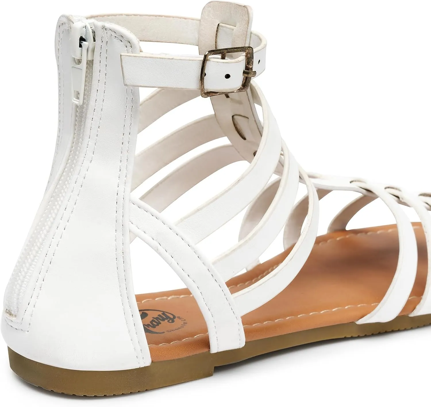 Trary Women's Sandal, Comfortable Gladiator Sandals Ankle Strap Flats Sandalias Para Mujer Beach Sandals Wide Width Open Toe Cross Strappy Sandals for Women Dressy Summer