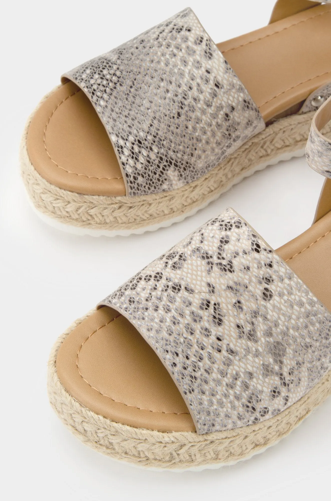 Trim Sole Topic Rubber Strap Beige Ankle Free shipping Casual Soda Extensive range Sandals Espadrilles Python