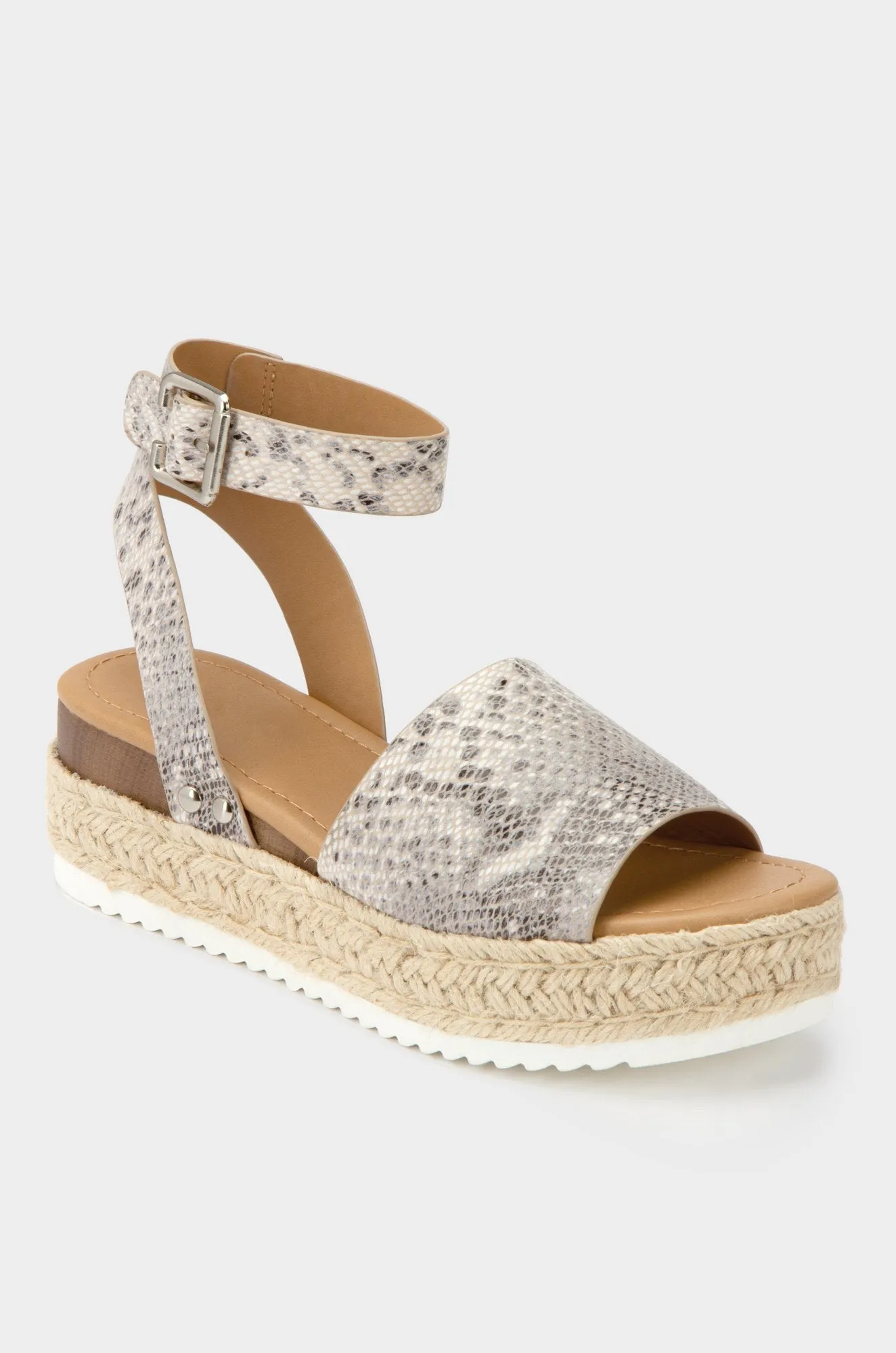 Trim Sole Topic Rubber Strap Beige Ankle Free shipping Casual Soda Extensive range Sandals Espadrilles Python