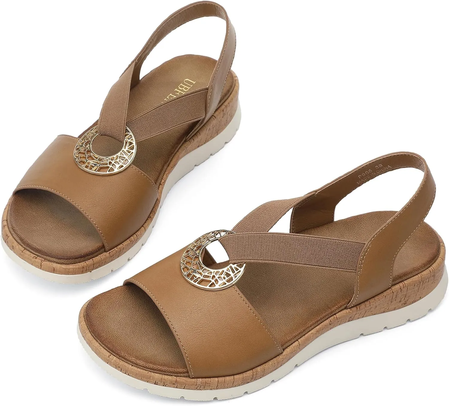 UBFEN Womens Platform Wedge Sandals Casual Open Toe Comfortable Ladies Outdoor Walking Beach Shoes Dress with Arch Support