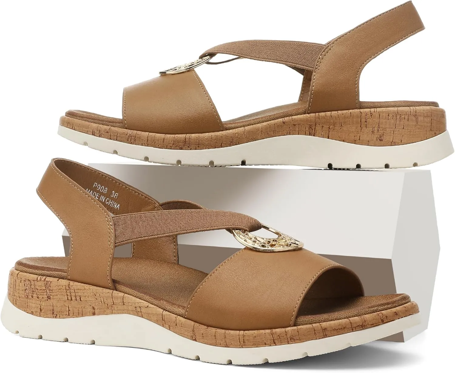 UBFEN Womens Platform Wedge Sandals Casual Open Toe Comfortable Ladies Outdoor Walking Beach Shoes Dress with Arch Support