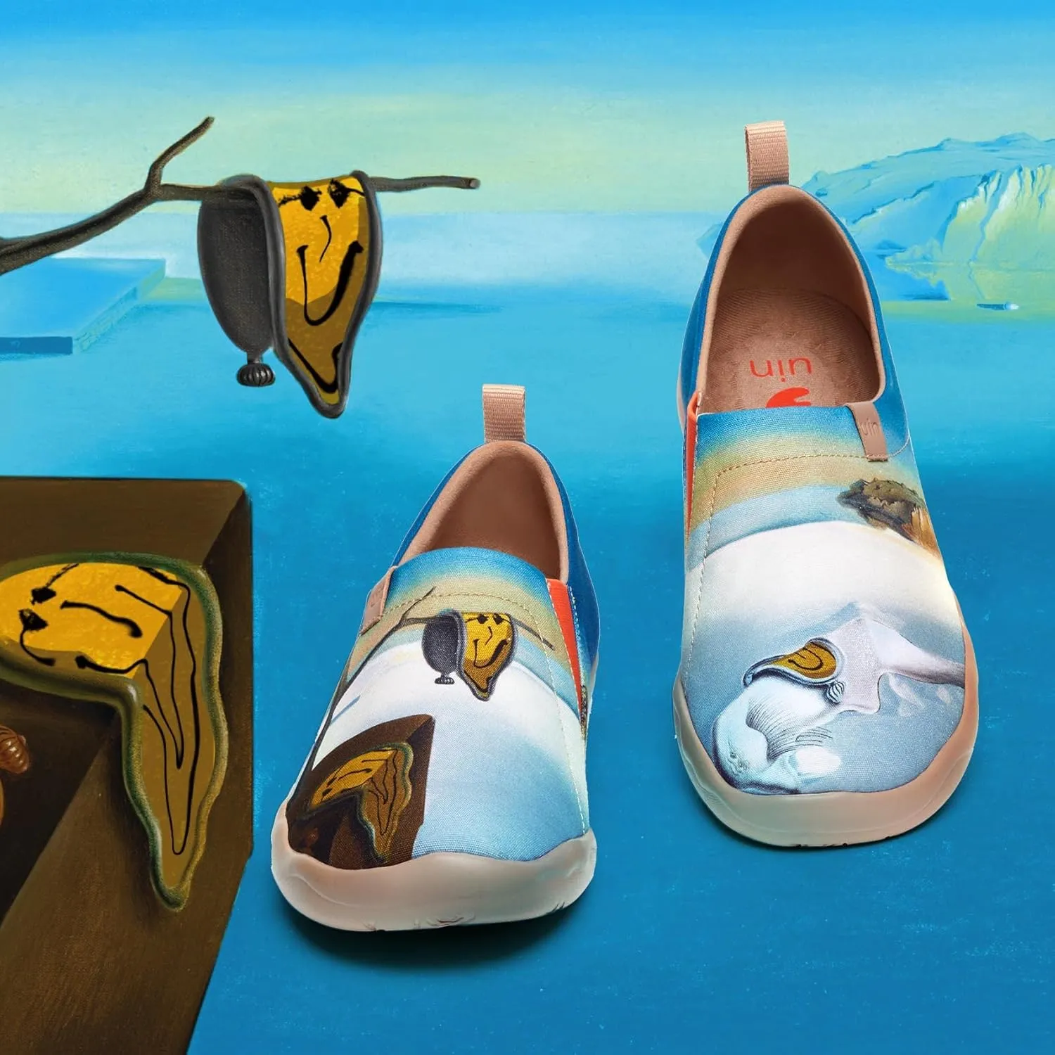 UIN Men's Slip Ons Canvas Lightweight Flats Sneakers Walking Casual Loafers Comfortable Art Painted Travel Shoes